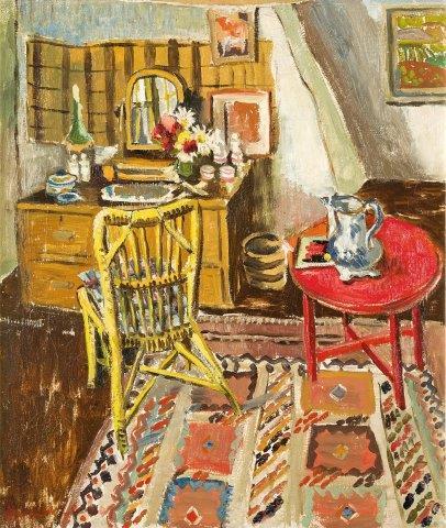 Freida Lock, South African 1902-1962- Interior, 1960; oil on canvas,