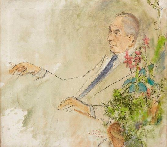Henry Koehler, American 1927-2018- Portrait of the art dealer Charles B. Moses, Rome, 1962; oil and crayon on canvas