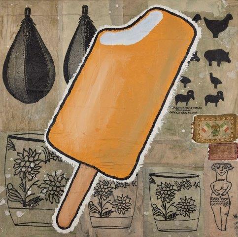 Donald Baechler, American b. 1956- 'Creamsicle', 1999; acrylic and fabric collage on canvas
