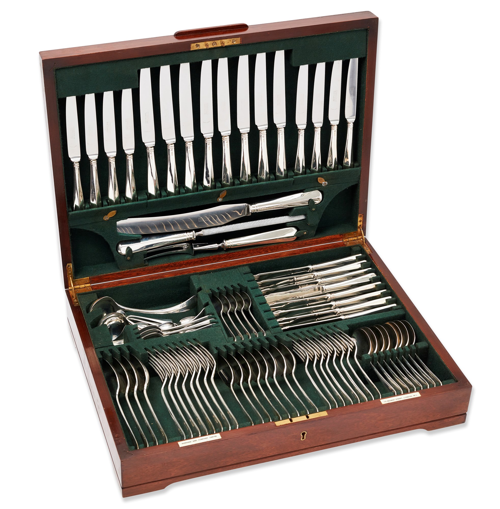 A complete boxed eight place setting canteen of silver cutlery, Sheffield c.1972, Garrard & Co. Ltd