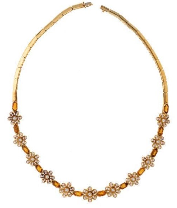 A diamond and citrine necklace