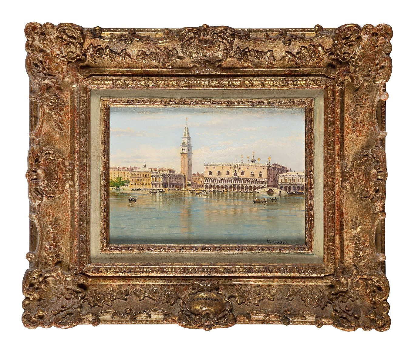  Antonietta Brandeis, Czech 1848-1926- St Mark's, Venice from the Grand Canal; oil on board