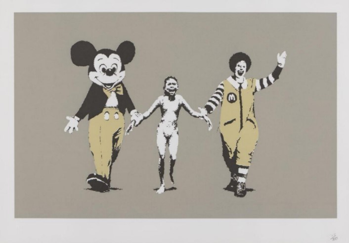 Banksy, British b.1974- Napalm, 2004; screenprint in colours on wove