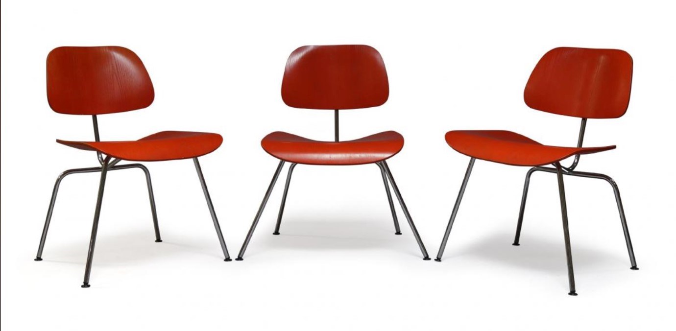  After Charles and Ray Eames, a set of six 'DCM' chairs for Vitra 1998, sold for £750 within the Design: Decorative Arts 1860 to the Present-Day auction at Roseberys on 3.11.20 
