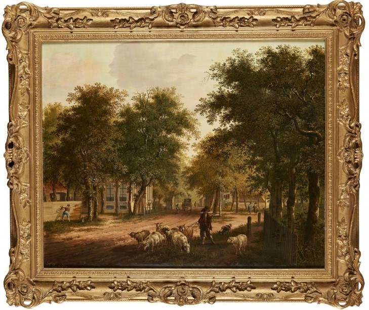  Fredericus Theodorus Renard, Dutch 1778-1820- Outskirts of a Dutch town, c.1800; oil on panel