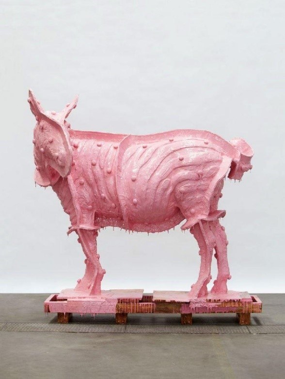 Michael Joo, American/ Korean b.1966- Doppelganger (Pink Rocinante), 2009; enamel on bronze
