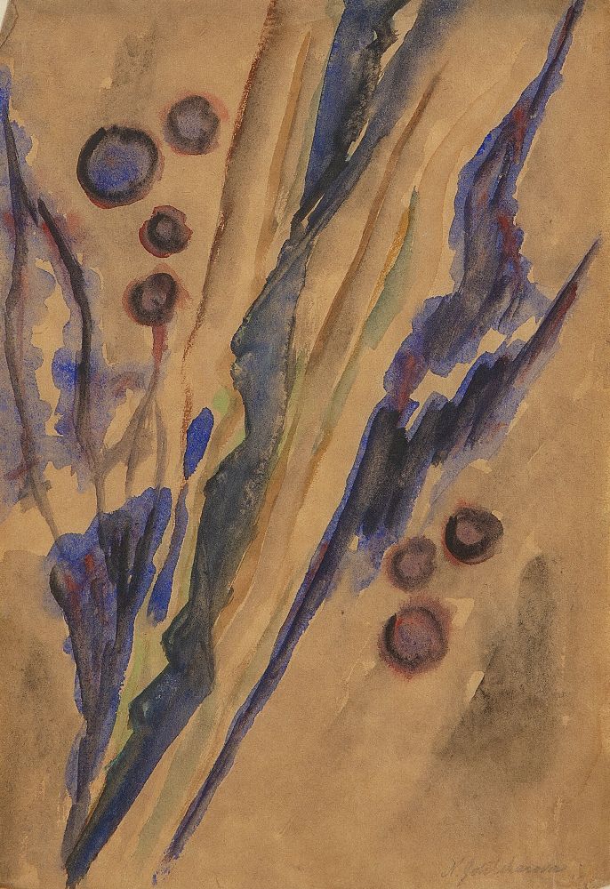 Natalie Gontcharova, Russian 1881-1962- Abstract composition, circa 1950; watercolour and pencil