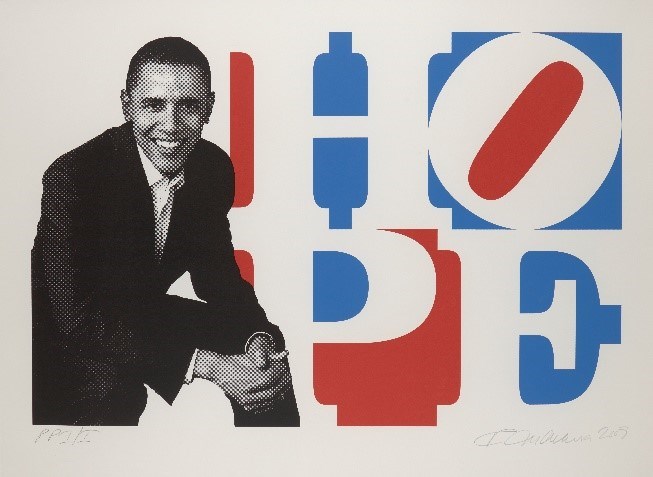  Robert Indiana, American 1928-2018- Obama Hope, 2009; screenprint in colours on wove