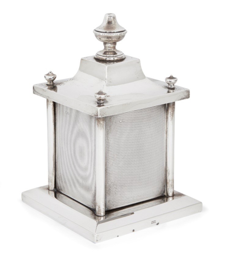  A pagoda-shaped silver cigarette holder by Asprey, London, c.1928
