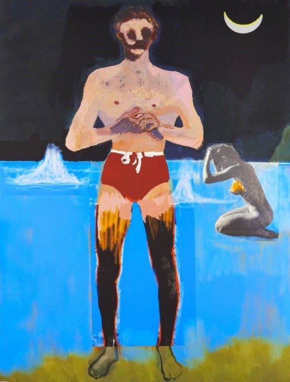 Peter Doig, Scottish b.1959- Bather for Secession, 2020; digital print in colours on Somerste Radiant White Velvet wove, sold for £4,500
