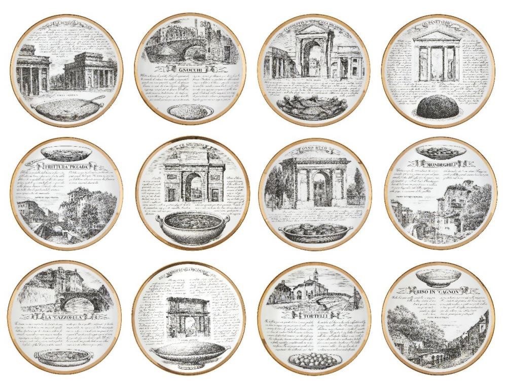 Piero Fornasetti plates roseberys 