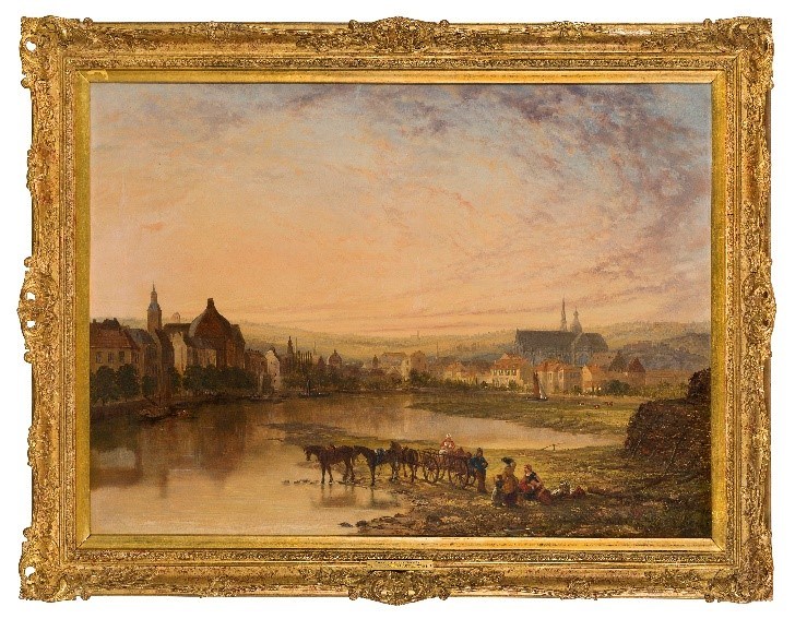  Sir Augustus Wall Callcott RA, British 1779-1884- A view of Dordrecht at Sunset, c.1830-40; oil on canvas