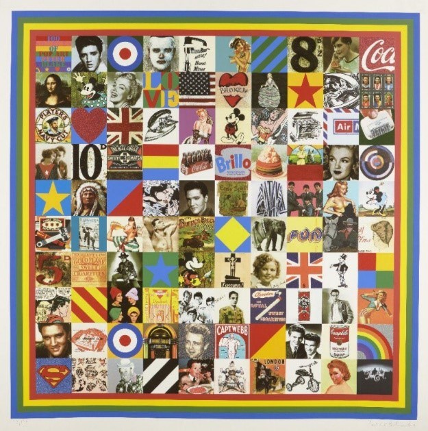  Sir Peter Blake CBE RDI RA, British b.1932- 100 sources of Pop Art, 2014; screenprint with glitter in colours on wove