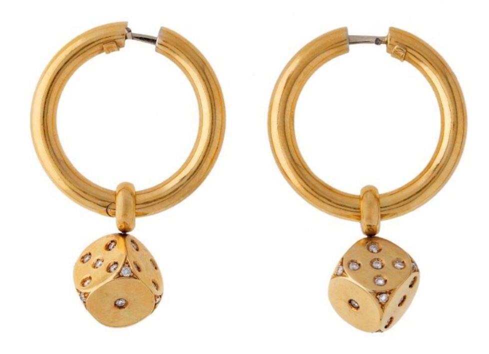A pair of diamond dice earrings, by Stern