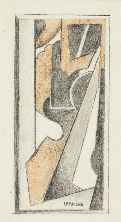 Tamara de Lempicka, Polish 1898-1980- Composition Abstraite, 1923; graphite and wax crayon on paper