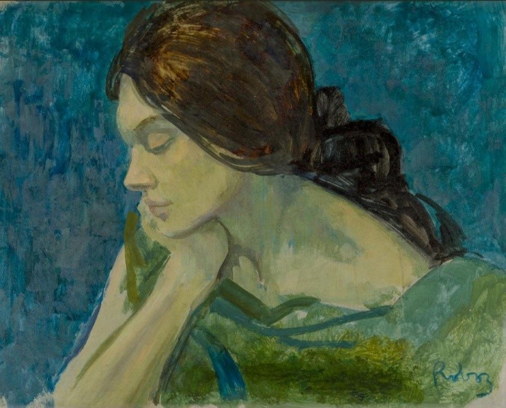 Zsuzsi Roboz, Hungarian 1939-2012- Self portrait; oil on canvas